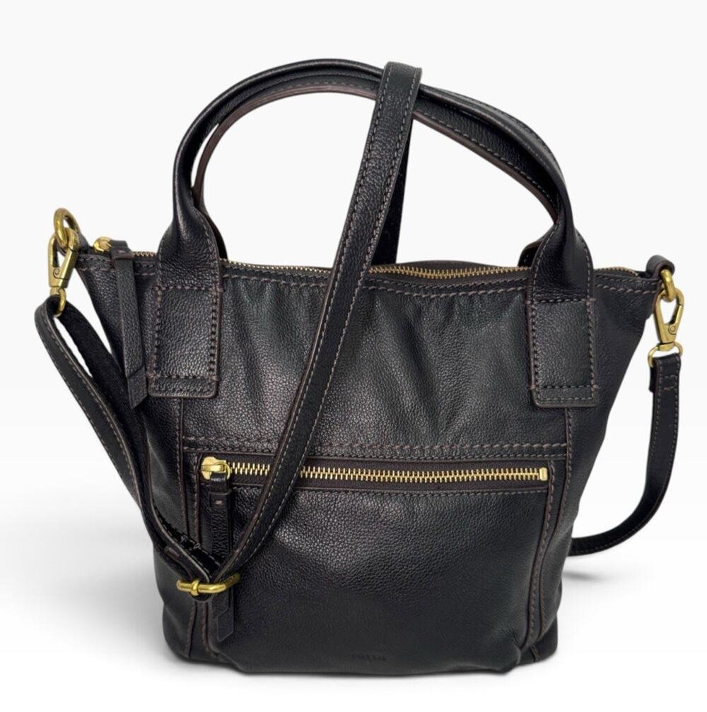 Fossil Audelia Dark Brown Pebble Leather Crossbody Shoulder Satchel Bag SHB2167